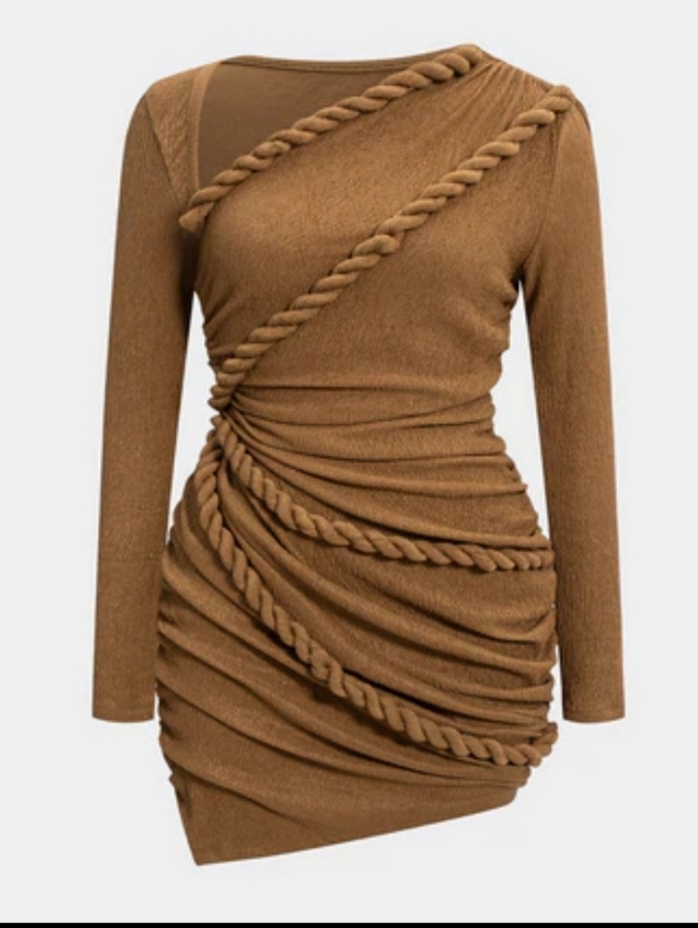 Micas Twist Knot Ruched Asymmetrical Long Sleeve Dress 2X - Picture 3 of 16